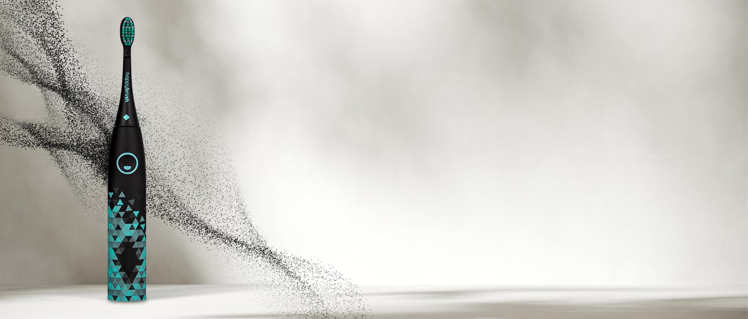 Електрична зубна щітка Happybrush Eco R2 - екологічна, з ротаційним механізмом, чорна, з 3 насадками та пастою. Рекомендовано експертами.