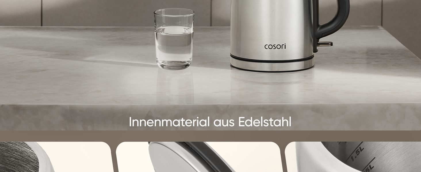 Електричний чайник COSORI з лебединим носиком, 0.8 л, регулювання температури, 80°C - 100°C, функція підтримки тепла до 60 хв, чорний (з нержавіючої сталі)