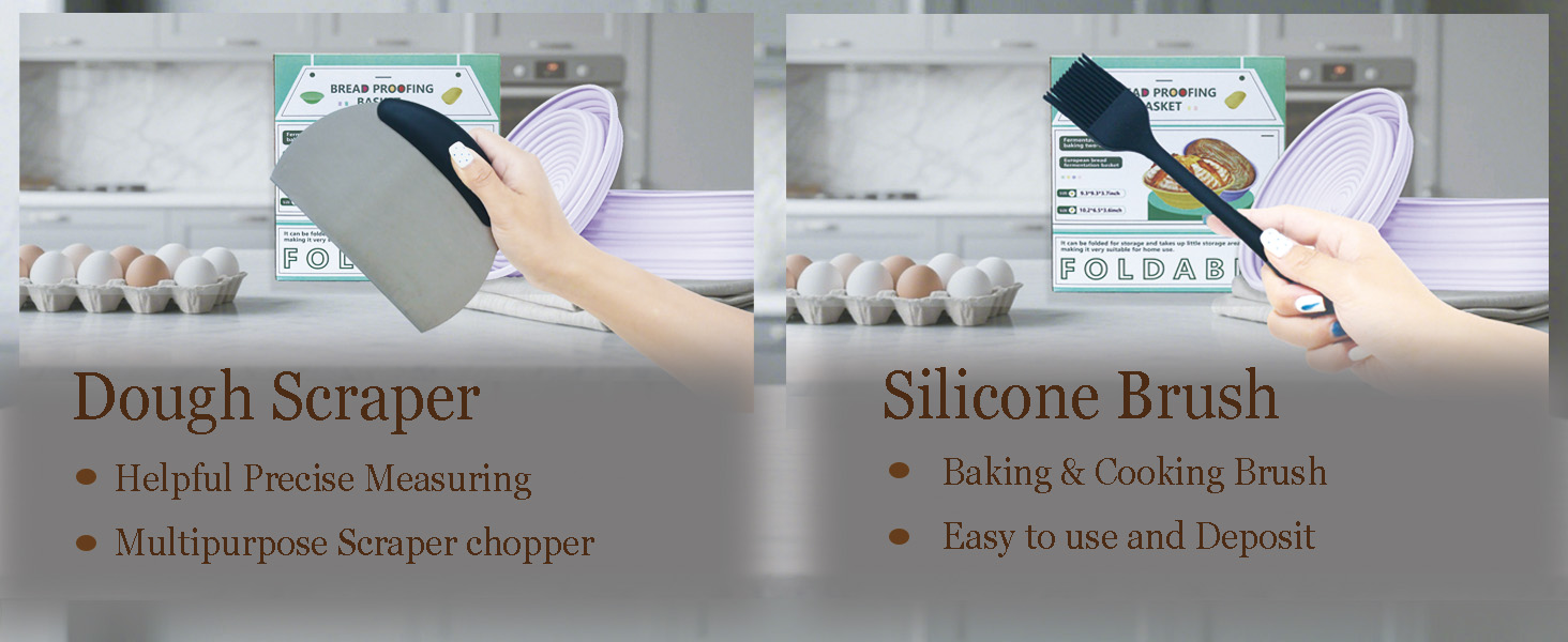 Набір для закваски Sauerteig: 650 мл скляний ферментер, силіконові корзини для випічки (круглі та овальні), 30-ти елементний набір для випічки хліба, легко мити та зберігати. Подарунок для початківців та досвідчених пекарів (8 шт. синій набір для ферментації).