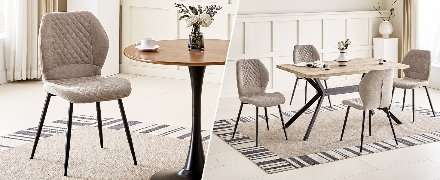 Набір з 4 оббивних ергономічних стільців для їдальні, кухні, вітальні, ресепшену, коричневого кольору