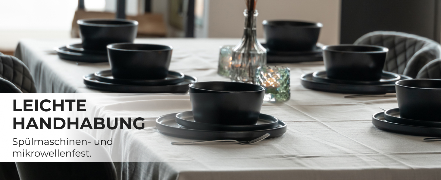 Набір посуду Miamio для 8 осіб (24 елементи) з каменю, сучасний сервіз, підходить для миття в посудомийній машині та використання в мікрохвильовій печі, білий колір