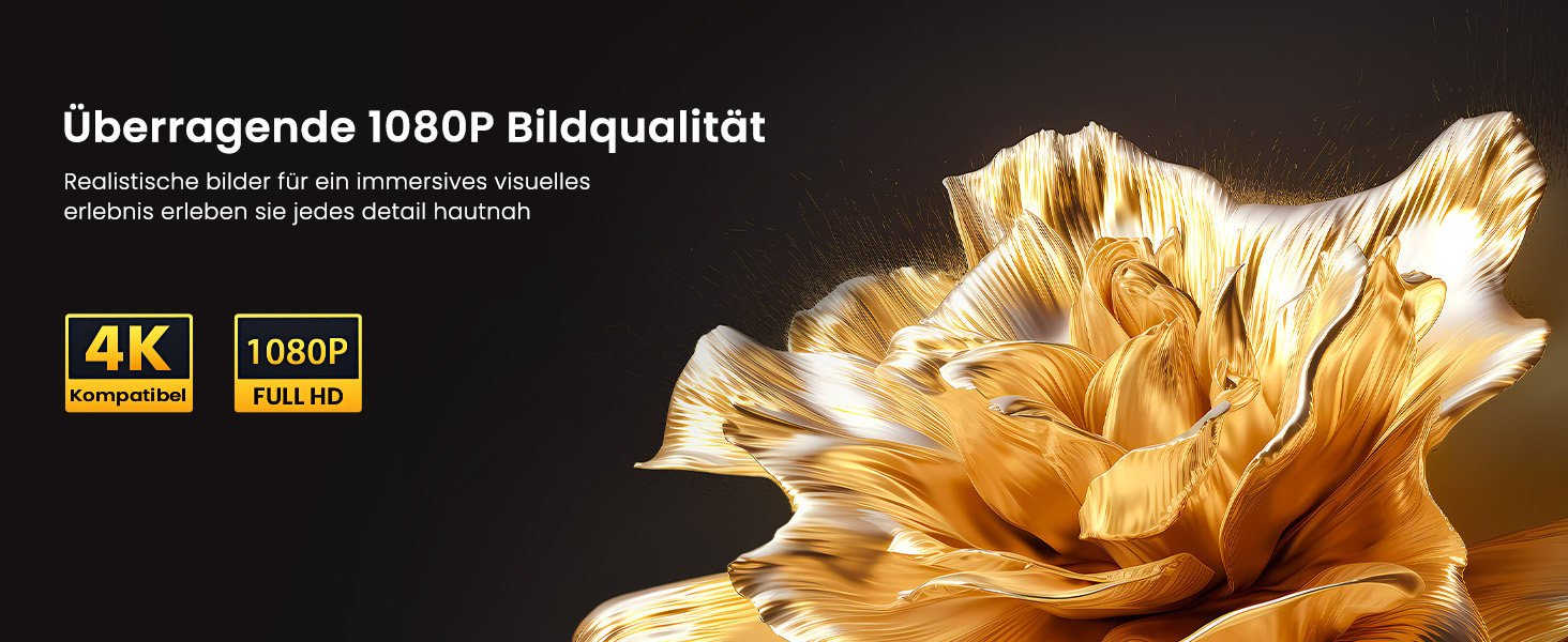 Проектор HAPPRUN Mini Beamer 4K H1: 1080P, Bluetooth, портативний, для дому та кінотеатру