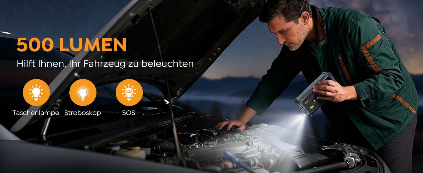 Powerbank для запуску двигуна 7000A - запуск авто, SUV, мотоцикла, вантажівки. 12V, LED ліхтарик, кабель для підключення