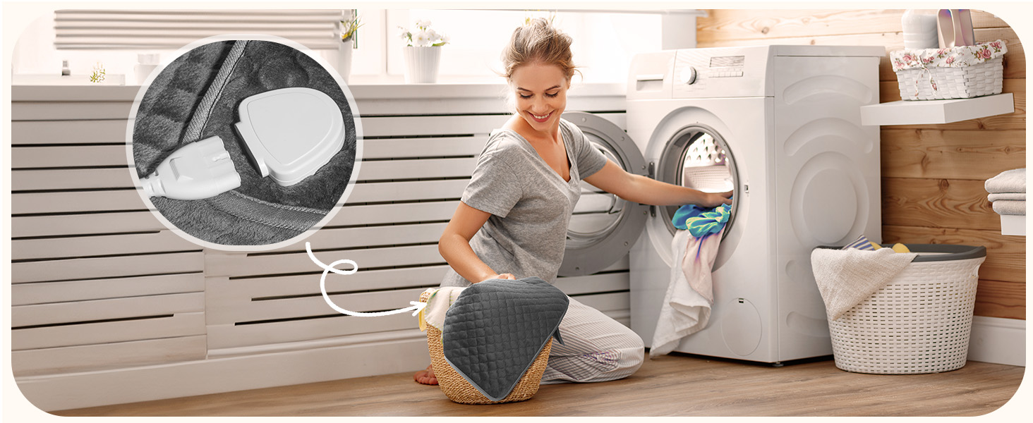 Електричний гріючий килимок XXXL (80 x 60 см) з автовимкненням, 6 температурних режимів, 4 налаштування часу для спини, плечей, живота, ніг, швидкий нагрів, можна прати в машині