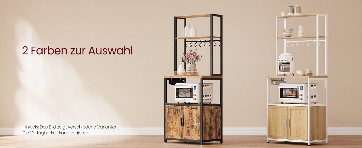 Стелаж кухонний VASAGLE з розетками, шафка, робоча поверхня 90 см, 8 гачків, 40 x 60 x 170 см, вінтажний колір, KKS058K02