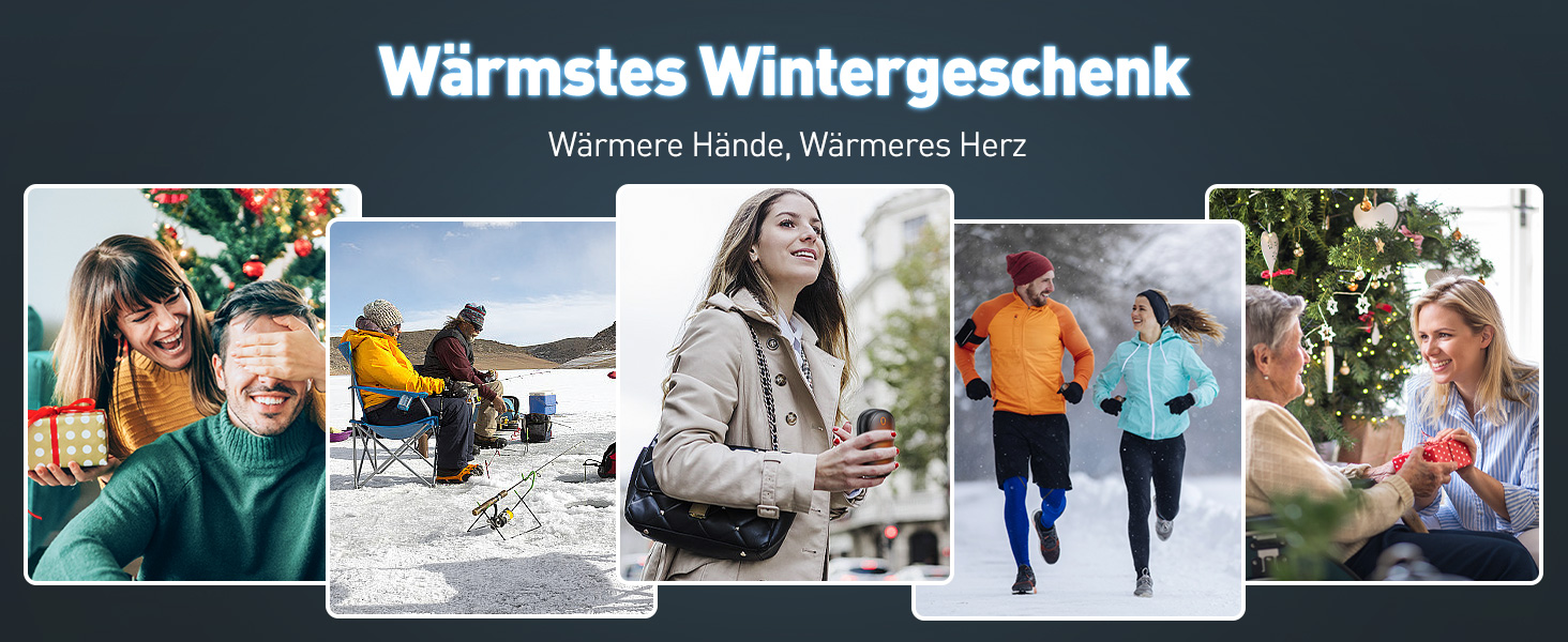 Електричні грілки для рук Cnkeeo 2 шт. з роздільним магнітним з'єднанням, Powerbank USB, 3 режими нагріву, для активного відпочинку, риболовлі, полювання, чорно-білі (чорний)