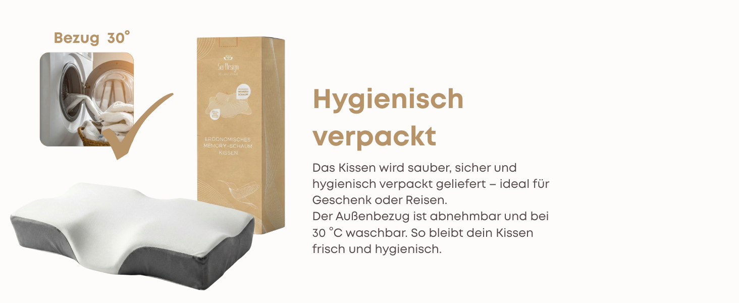 Ортопедична подушка для шиї Sei Design з Memory Foam - для спини та боку, Oeko-Tex®, Lyocell, охолоджуючий чохол