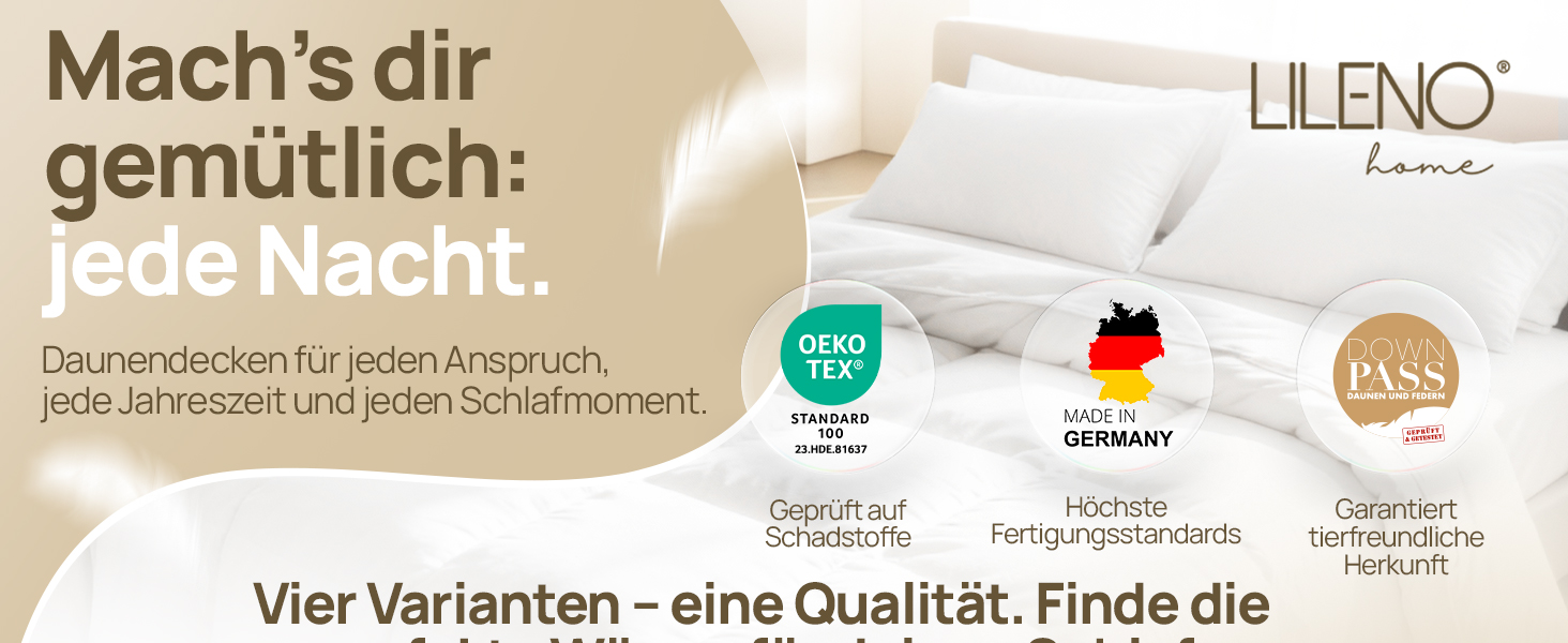 Плед-пухове покривало LILENO HOME Premium 135x200 см – пух 90%, перо 10%, Made in Germany, Oeko-Tex, 60°C