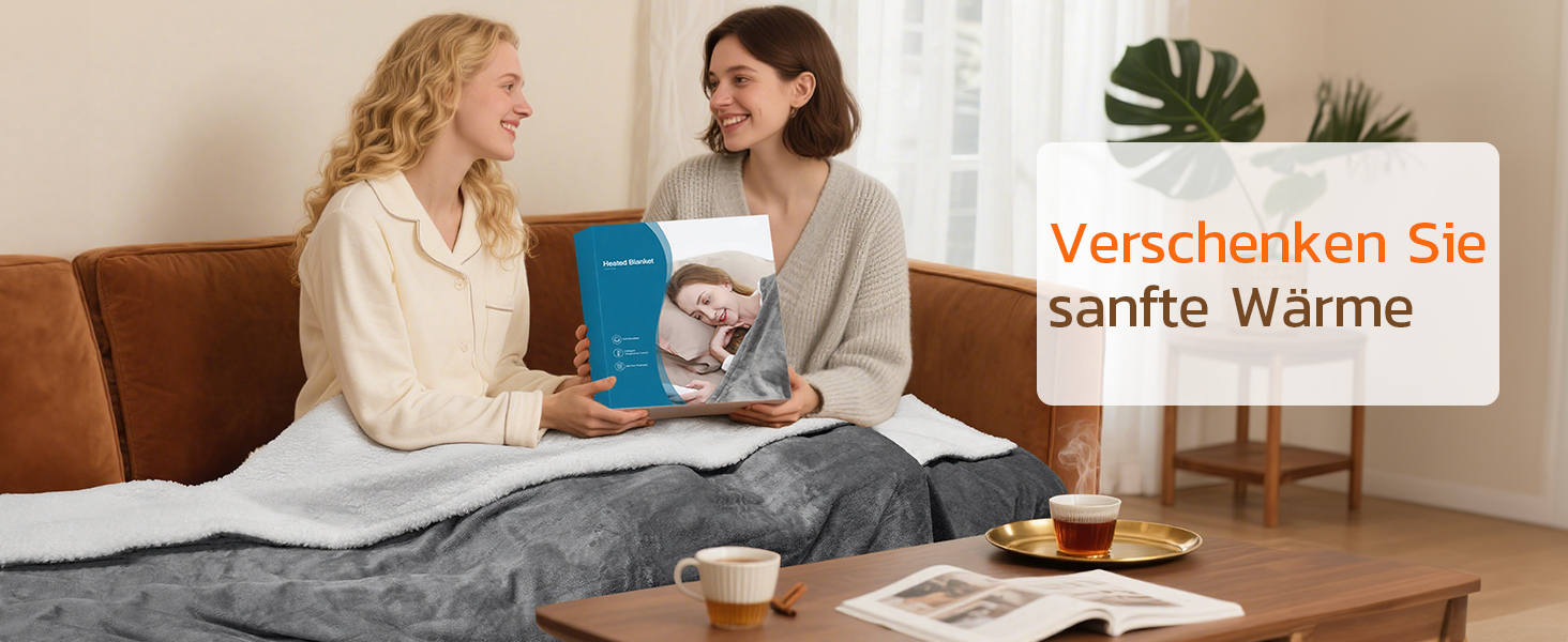 Електрична ковдра PRANITE 180x130 см з Sherpa та Flanell, 6 режимів нагріву, таймер 10 годин, автовимкнення, захист від перегріву, пральна - сіра для ліжка та дивана 130 x 180 см