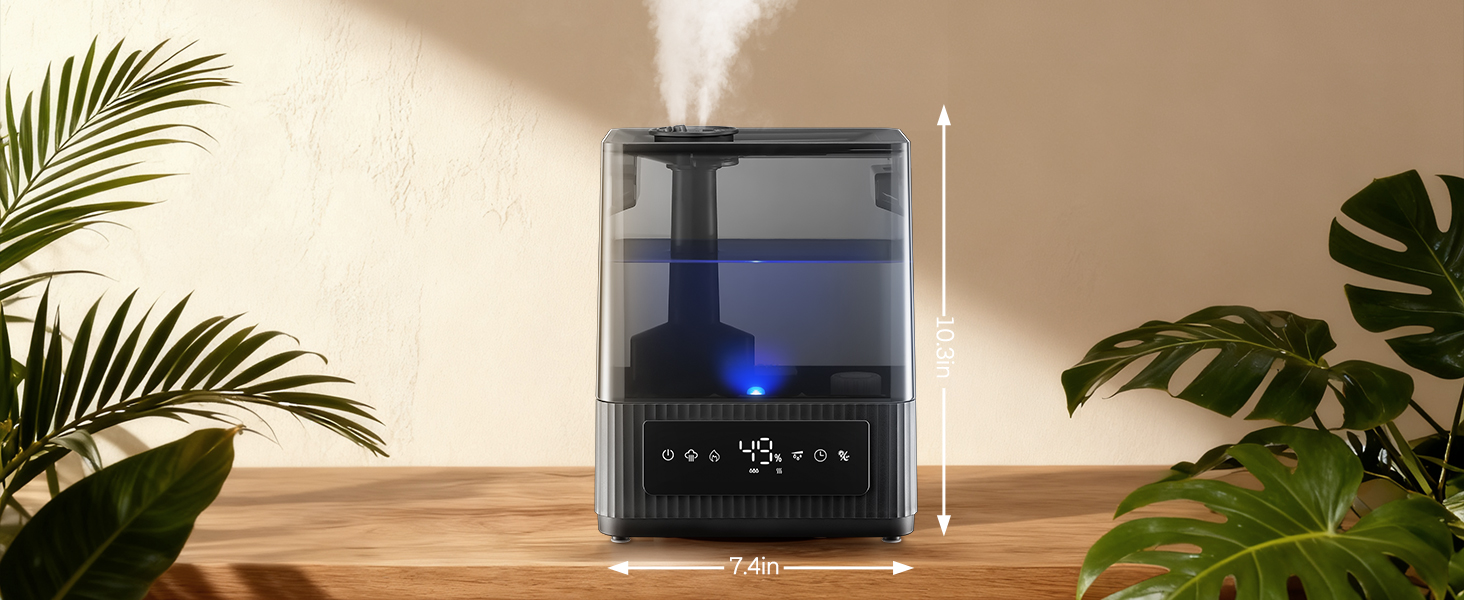 Ультразвуковий зволожувач повітря на 6л для великих кімнат, дитячої та спальні: безшумний холодний випарник з датчиком вологості, аромадифузором та верхнім заповненням, до 60 год роботи