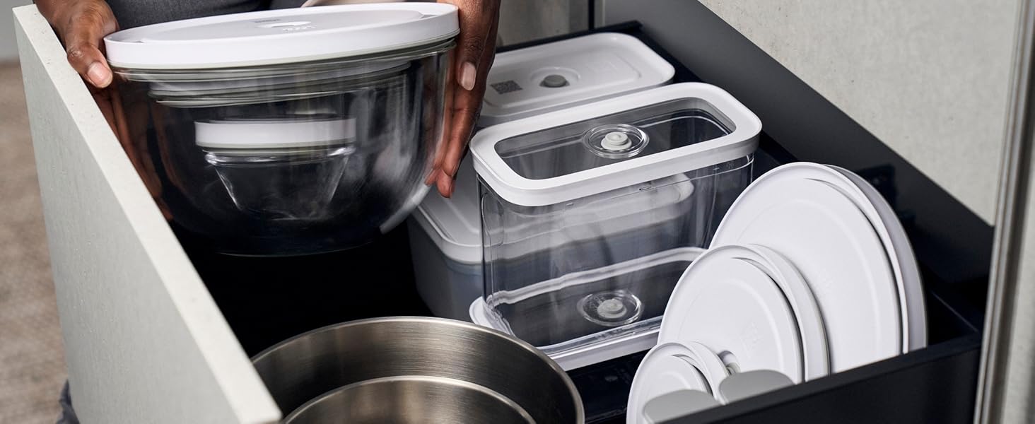 Набір ZWILLING Fresh & Save: контейнери для зберігання продуктів з вакуумним насосом (9 шт.) з нержавіючої сталі, M-18 см, L-24 см