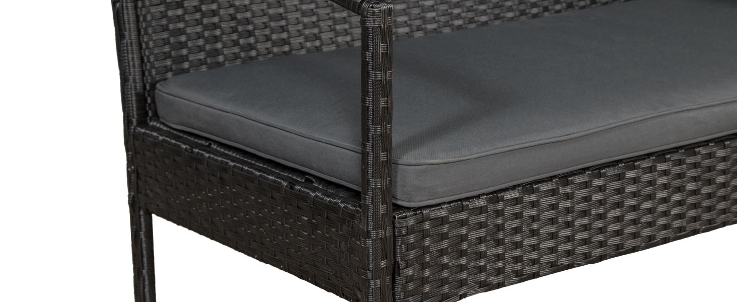 Набір садово-балкових меблів Juskys Trinidad: садова група з столом, софою та 2 стільцями (на 4 особи), сірі подушки