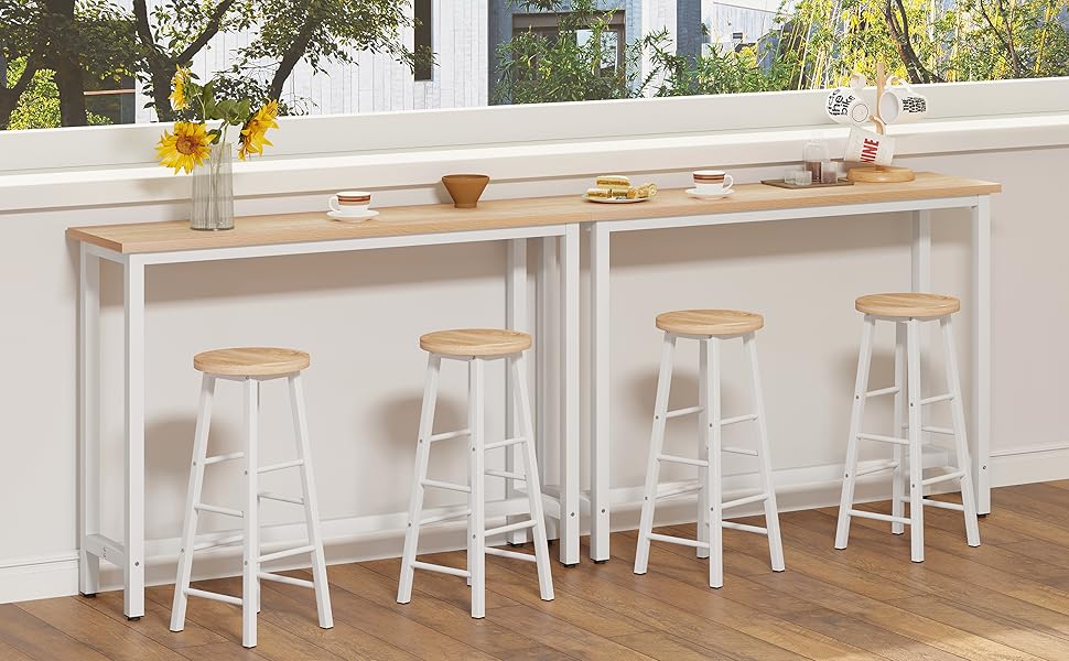 Набір барних стільців WOLTU: стіл та 2 стільці, 140x40x100 см, білий