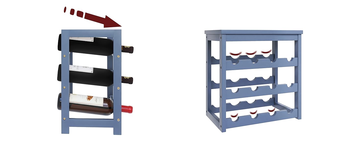 Стелаж для вина на 24 пляшки з бамбука, 6-ярусний, з полицями, сірий