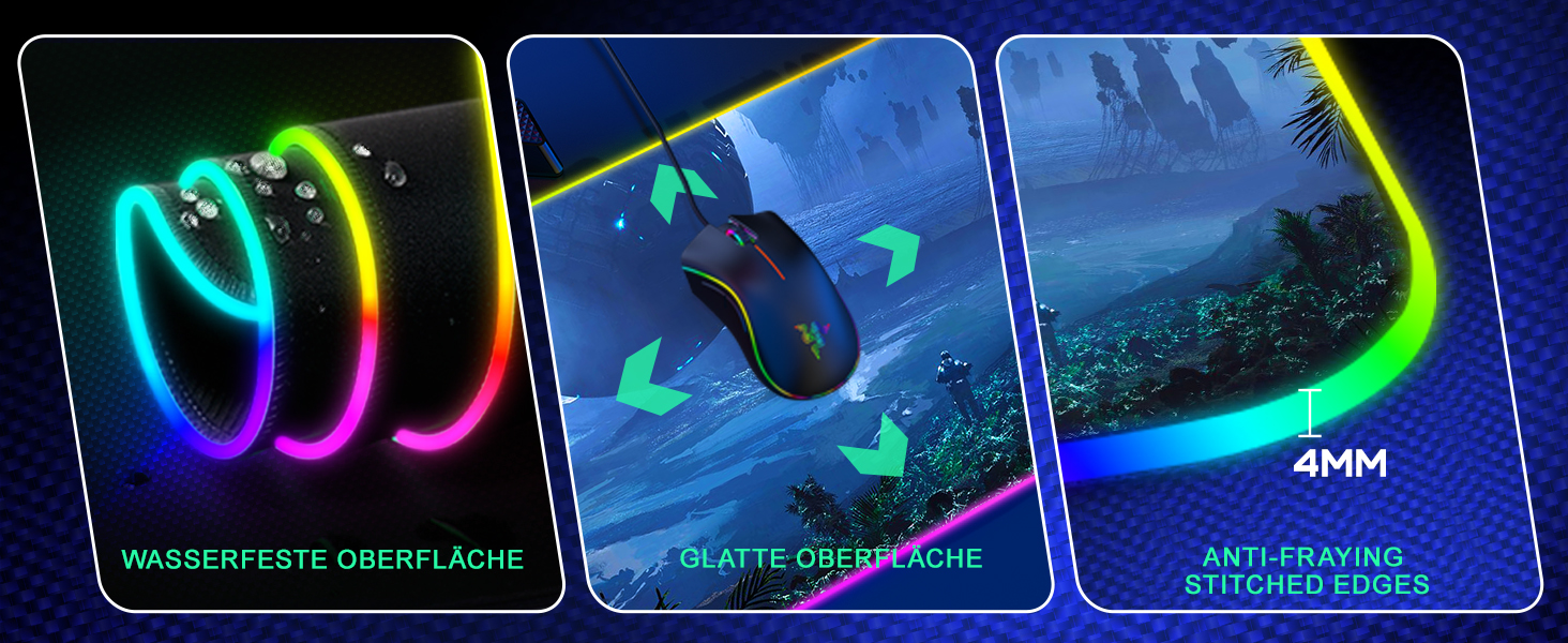 RGB ігровий килимок для миші з бездротовою зарядкою Qi 15W, LED-підсвічуванням, 10 режимів, водонепроникний, протиковзкий для геймінгу, офісу та дому (зоряне небо)