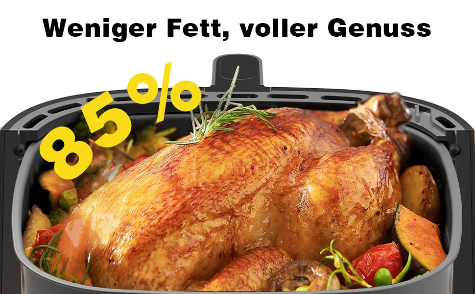 Фритюрниця повітряна XXL 9л, 2350W, 9 програм, LED дисплей, функція підігріву, металевий внутрішній простір, для сімейних обідів