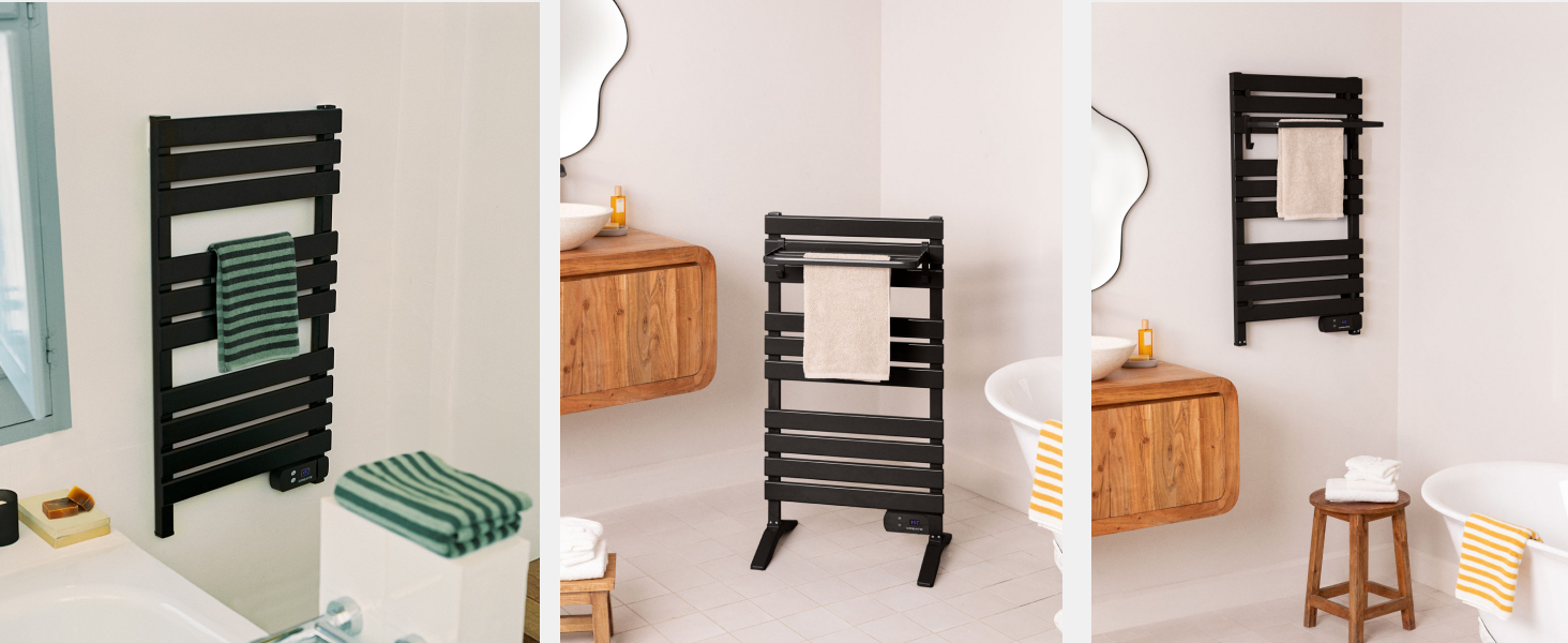 Електричний рушникосушарка CREATE / WARM 500W, чорний, з ніжками, 103x55x5 см, термостат, низьке споживання