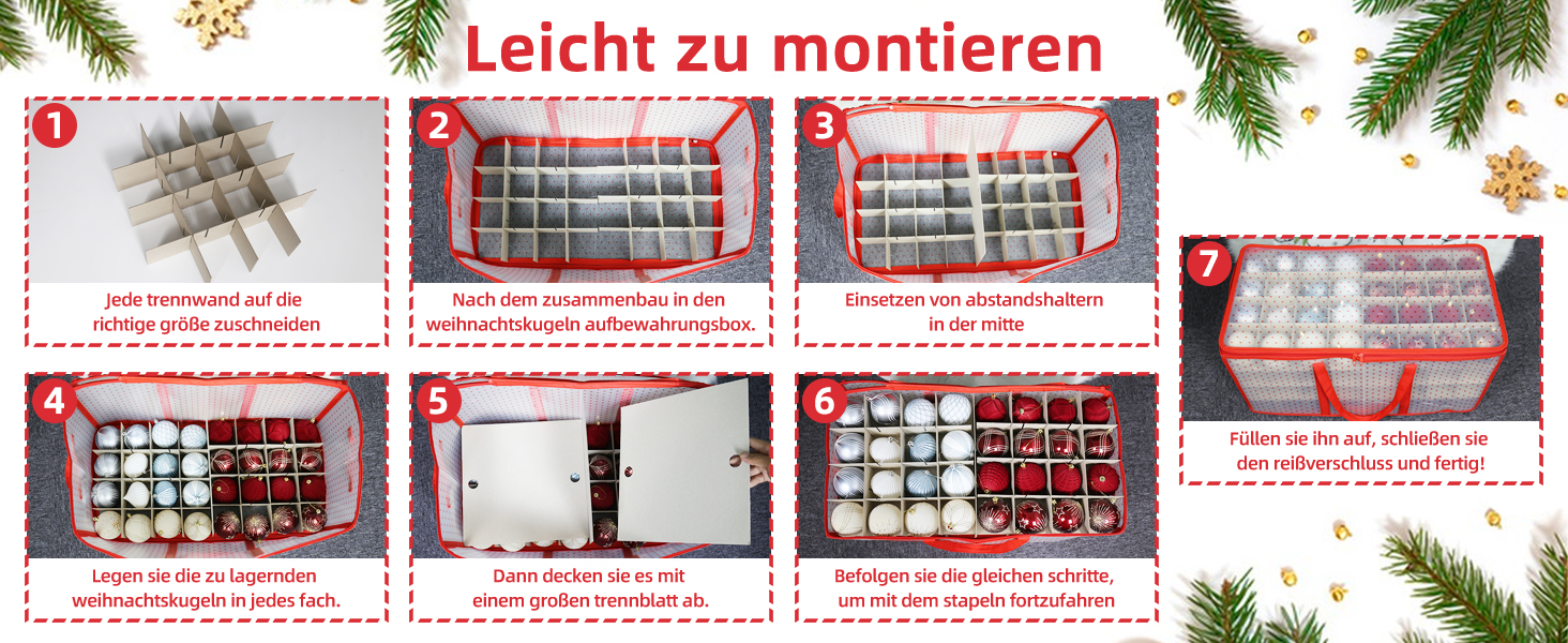 Коробка для зберігання новорічних кулічок, 128 відділень, червона