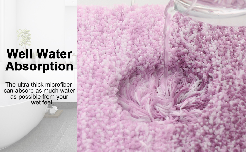 Килимок для ванної кімнати Homaxy, 60x120 см, антиковзаючі, миючий, з м'якого ворсу, з мікрофібри, швидковисихаючий, фіолетовий