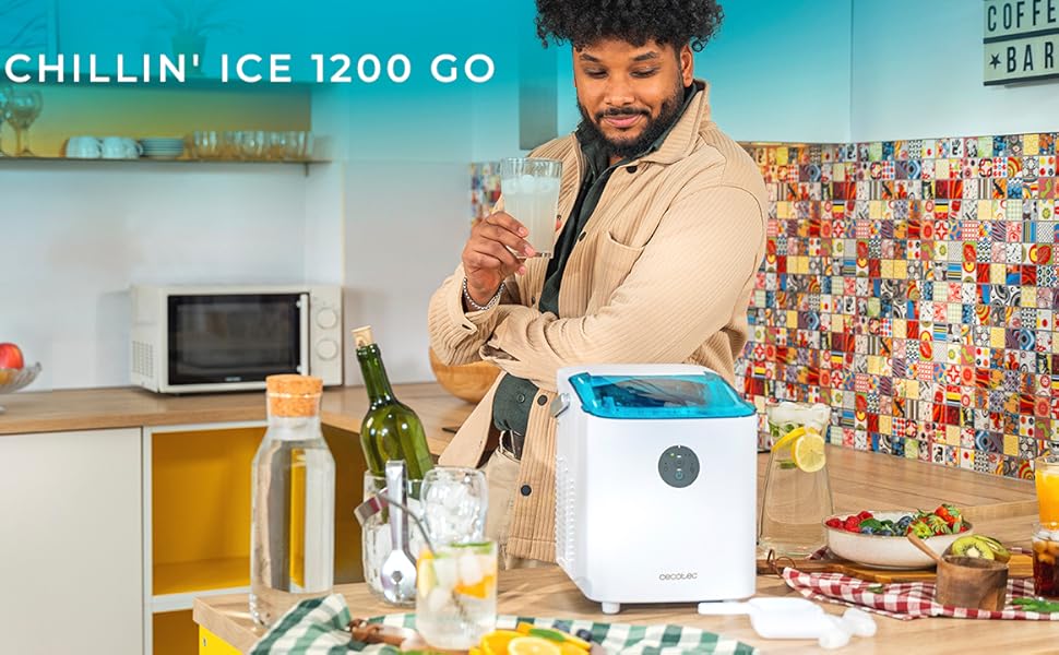 Машина для льоду Cecotec Chillin' Ice 1200 Go, 12 кг/день, 120 Вт, 2 розміри кубиків, швидке заморожування (6-8 хв)