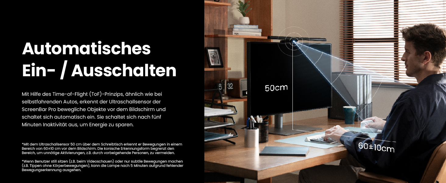 BenQ ScreenBar Pro – LED лампа для монітора: без відблисків, авто вкл/викл, універсальна кріплення, широке освітлення, регулювання кольору та яскравості, автоматичне регулювання, чорний колір