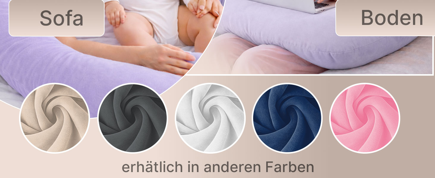 Подушка для вагітних ELONEO NEU для сну на боці, подушка для годування, XXL, фіолетова, знімний чохол, подушка для читання, пральна