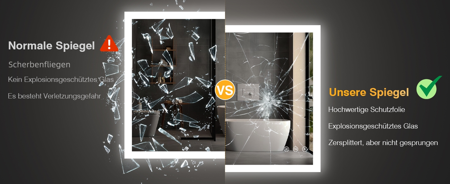 LED дзеркало для ванної кімнати 80x60 см з підсвічуванням, 3 кольори світла, регулювання яскравості, антизапарник, сенсорне керування, пам'ять, IP44, вологостійке