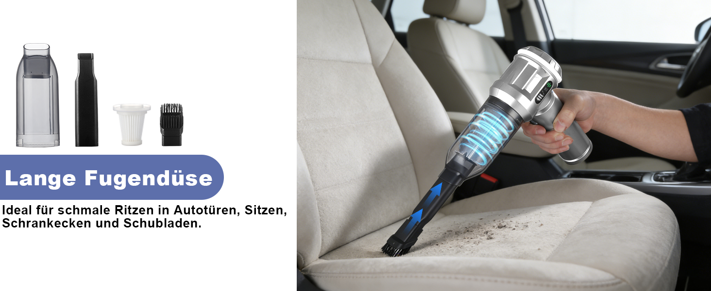 Акумуляторний ручний пилосмок Citybee 4 в 1, бездротовий міні-пилосмок для авто та дому, 25000Па, безщітковий двигун, 3 режими потужності, сріблястий