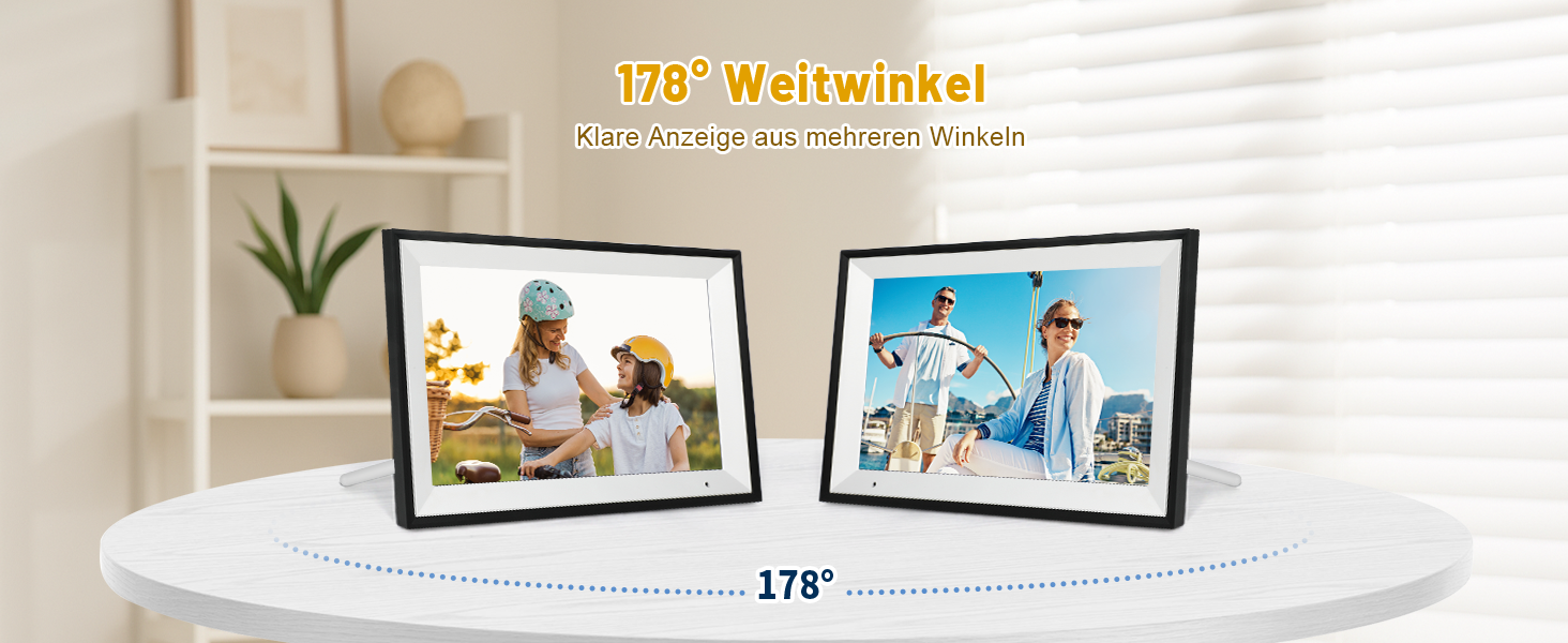 Цифровий фоторамка 10.1 дюйма з Wi-Fi, 32GB, IPS сенсорний екран, автоматичне обертання, чорний колір