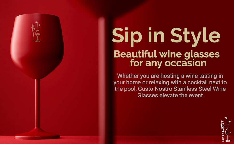 Набір келихів для вина зі стійки з нержавіючої сталі (2 шт.) - 540 мл, для вечірок, свят, шампанського та коктейлів (червоні)