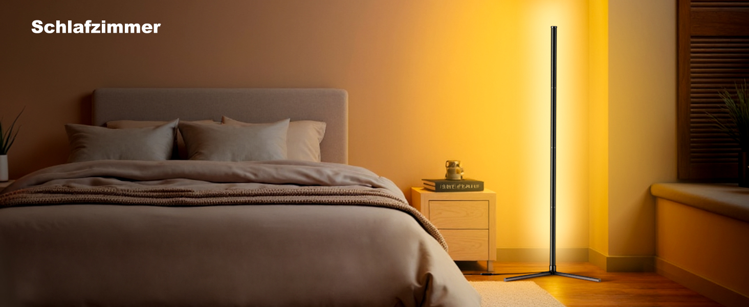 LED Торшер у вітальню RGB з димером, пультом та керуванням через додаток. Кутова LED лампа з 16 млн кольорів, 68+ режимів, музичний режим для спальні та геймінгу