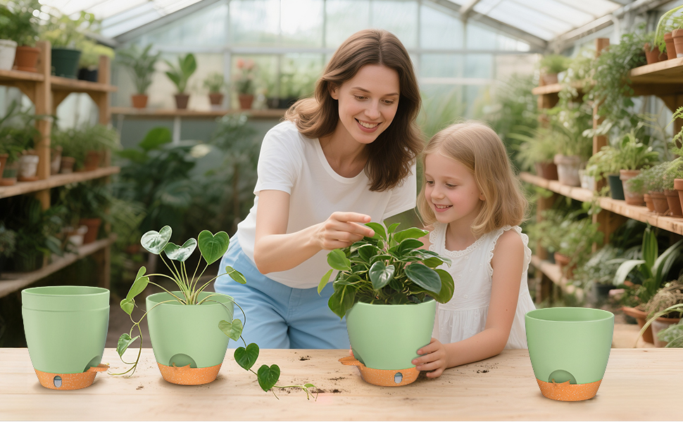 Набір горщиків для квітів ZMTECH 25 см з підставкою, пластикові, самополив, індикатор рівня води, для дому та саду (2 шт.)