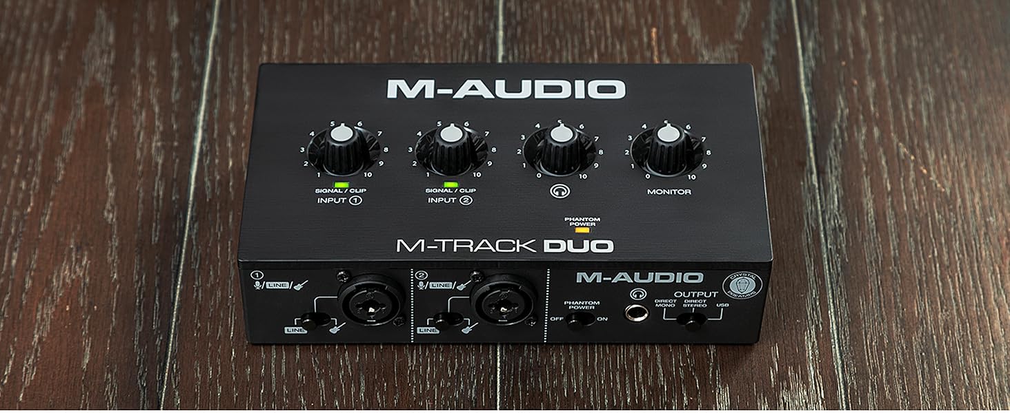 Аудіоінтерфейс M-AUDIO M-Track Duo USB для запису, стрімінгу та подкастингу (2 XLR/Line/DI входи, 48kHz, з програмним забезпеченням)