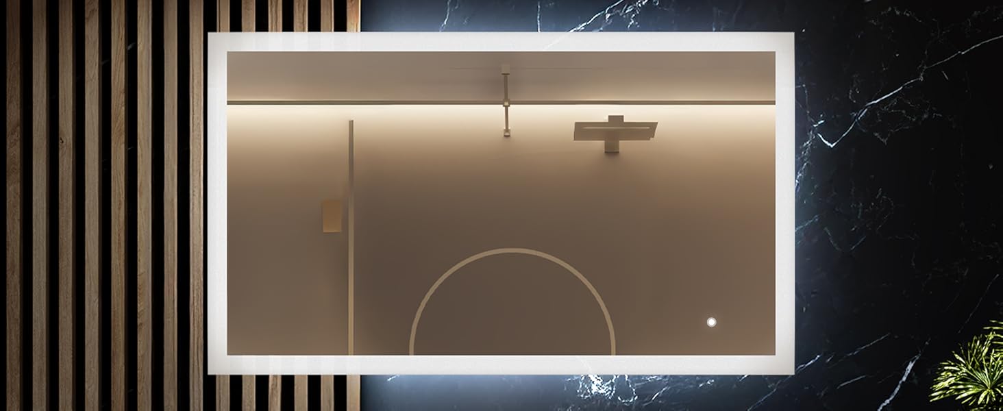 Дзеркало для ванної кімнати з підсвічуванням FORAM - LED дзеркало 120x70 см - Без рамки - Сучасний дизайн - Індивідуальне замовлення