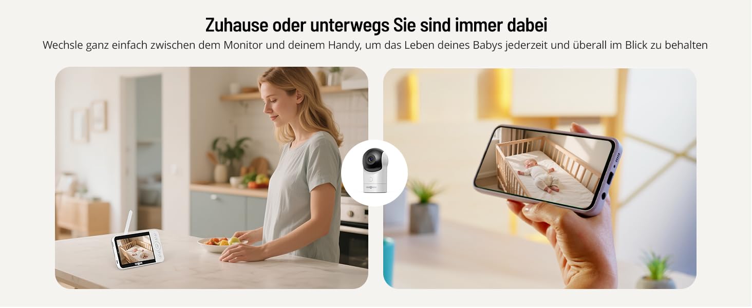Відеоняня PARIS RHÔNE з 2 камерами, WiFi, 2K UHD, нічник, датчик руху/плачу, контроль температури та вологості, колискові