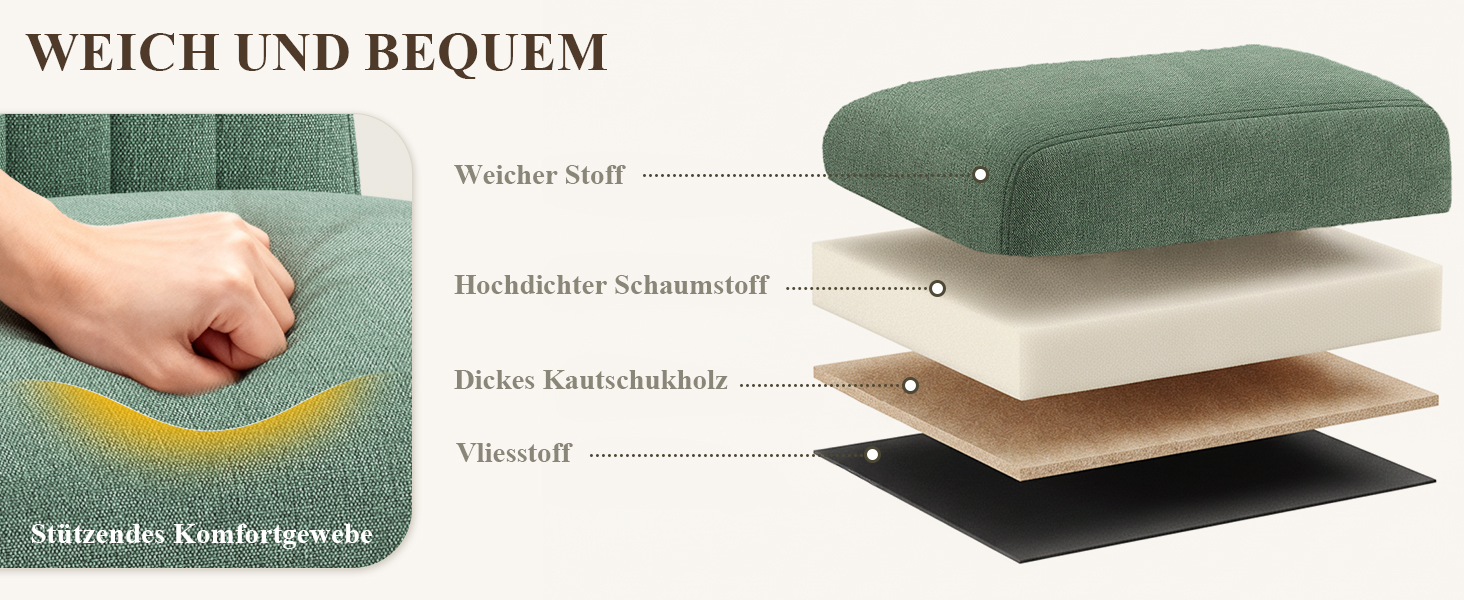 COLAMY Комплект обідніх стільців для кухні та їдальні (6 шт), зелені, з м'яким сидінням та спинкою, дерев'яні ніжки