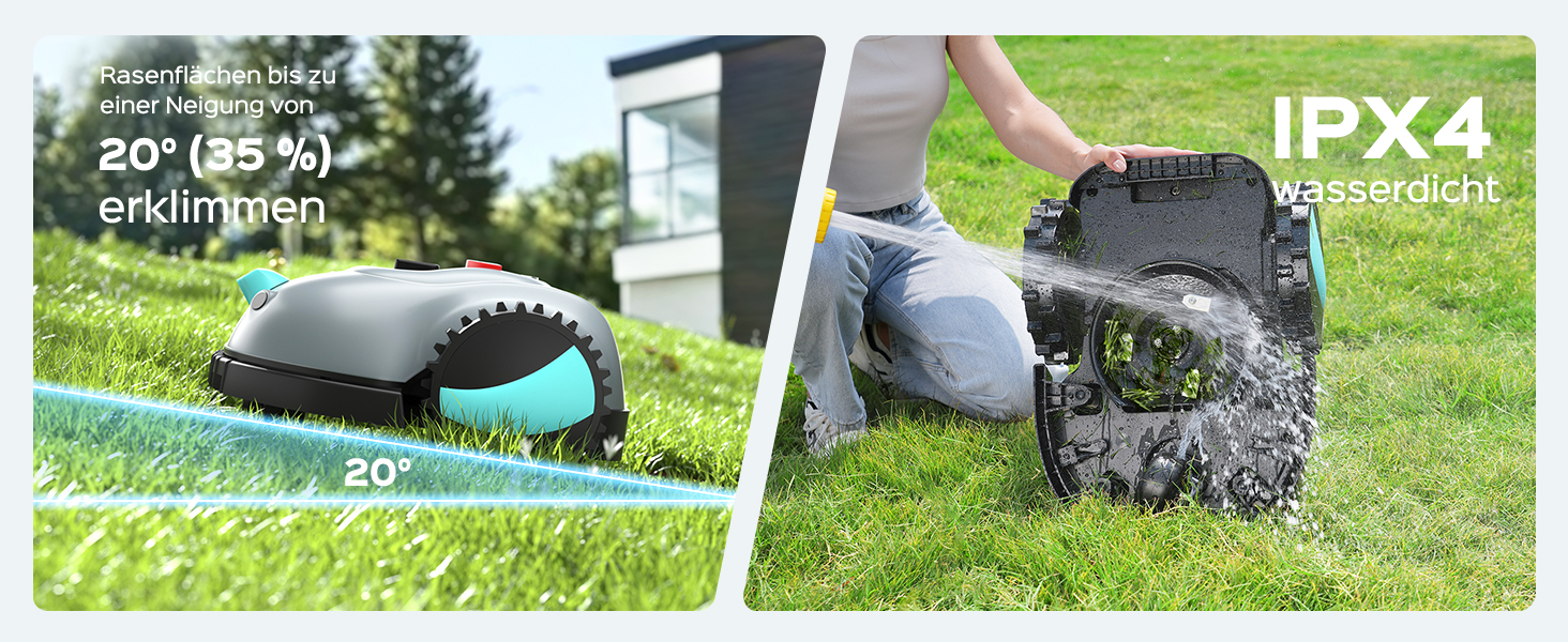 Робот-газонокосачка V100 без обмеженого кабелю з камерою, уникнення перешкод, навігація Vision, акумулятор 4 Ah, 150㎡, запасні леза, спіральне косіння (світло-сірий)