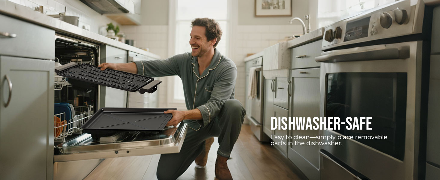 Електричний гриль FIMEI для столу 1800W з антипригарним покриттям, регулюванням температури, для балкону, дому та вулиці, з піддоном для збору жиру (можна мити в посудомийній машині)