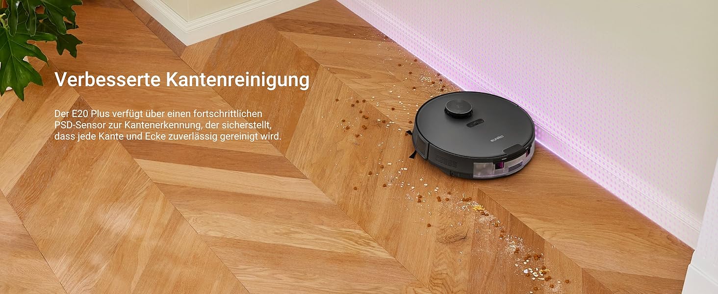 Робот-пилосос Eureka E20 Plus: 8000 Pa, самостійна очистка, DuoDetect AI, білий/чорний