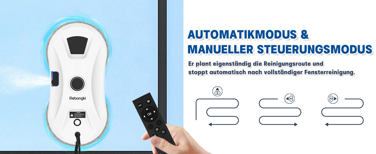 Робот для миття вікон електричний 5600Pa з 3 режимами, інтелектуальним визначенням країв, пультом дистанційного керування, автоматичним подачею води, для внутрішніх та зовнішніх вікон