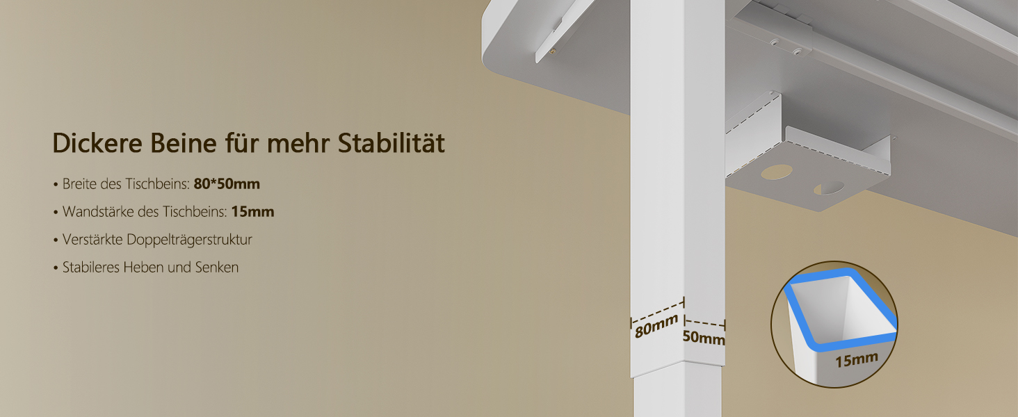 Регульований стіл, 160x80 см, електричний стоячий стіл з подвійним мотором, сенсорна панель, USB-A, кабель-менеджмент, стільниця 25 мм, ергономічний офісний стіл, білий