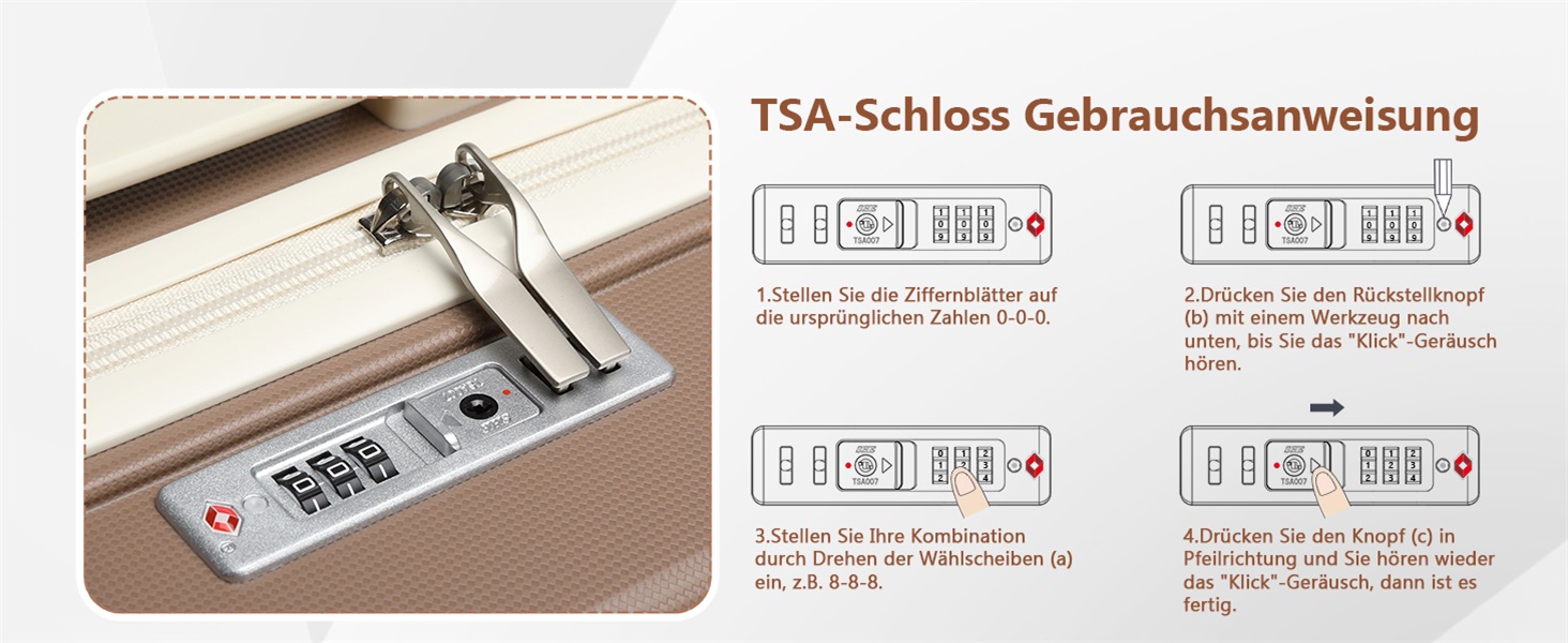 Набір валіз Joyway 3 в 1 з жорстким корпусом, 4 колеса, TSA-замок, косметичка та сумка, коричнево-білий, ручна поклажа