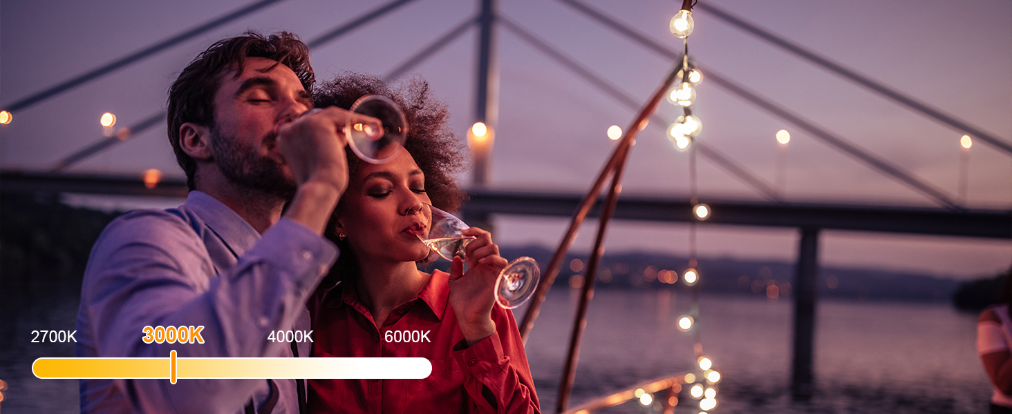 Льотна гірлянда Kawaya 10 метрів, LED, для вулиці, з 15+1 лампочками, IP65, вологостійка, тепле світло, для балкона, тераси, саду, вечірки, вологостійка