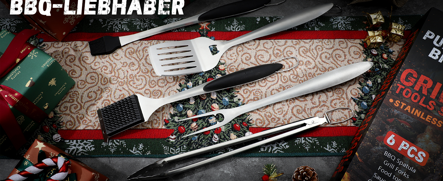 Набір гриля PURPLEBIRD 31 предмет: преміум аксесуари для барбекю з нержавіючої сталі для чоловіків та жінок, з сумкою, килимком для гриля, для саду, кемпінгу та дня народження