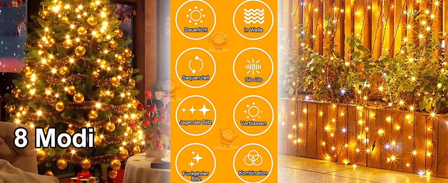 Гірлянда світлодіодна Hopelit 50 LED, 5 м, кольорова, на батарейках, з таймером, 8 режимів, вологостійка, для декору саду, вечірки, ялинки