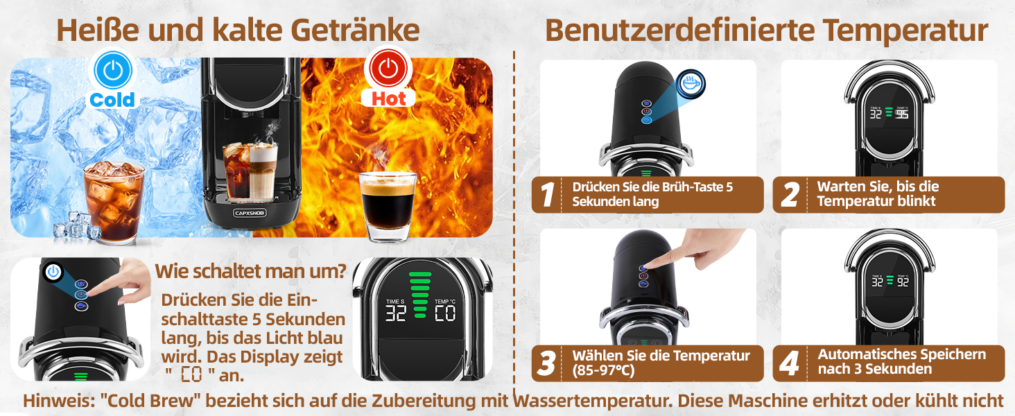 Кавомашина Magician1 Mini Kapselmaschine 5в1 для Nespresso, Dolce Gusto, Lavazza A Modo Mio, ESE 44, кавової гущі | 20 бар, 1450 Вт, LED-дисплей, 7 рівнів води | для дому та офісу, червона