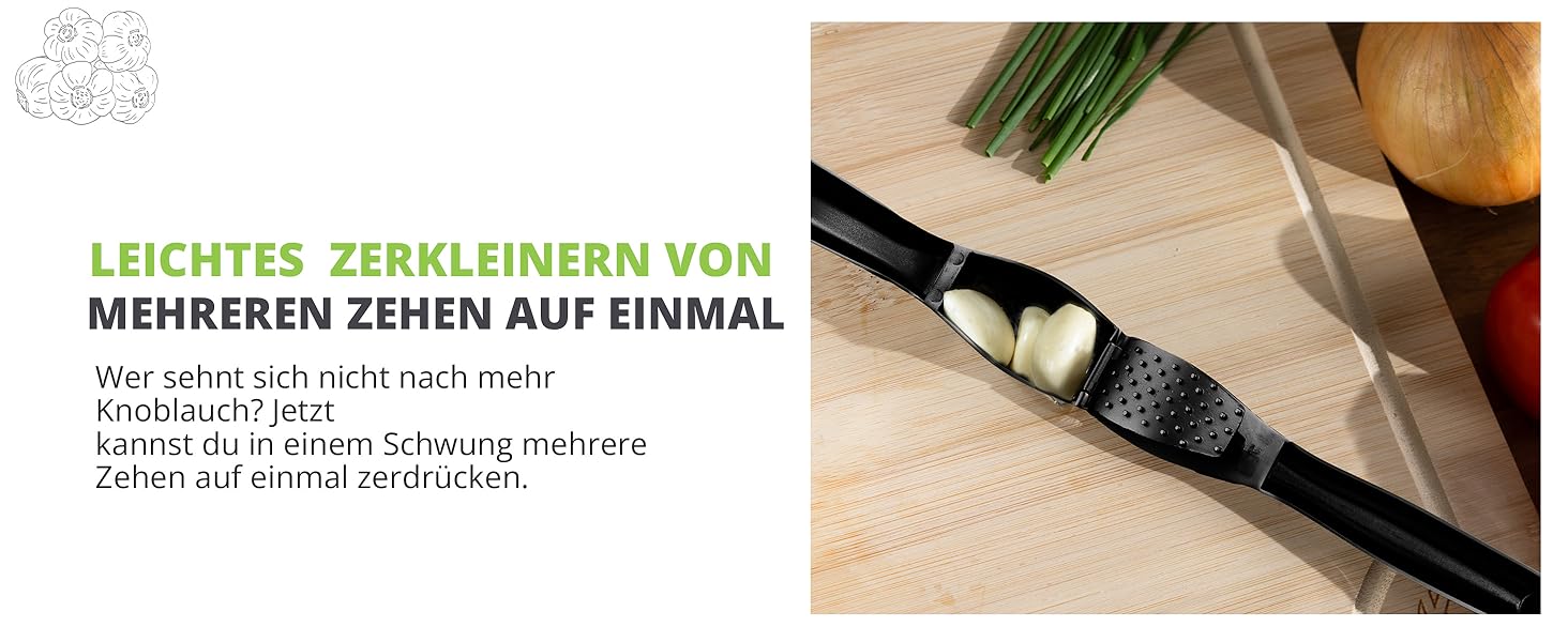 Преміум-прес для часнику Oliver's Kitchen® - зручний та легко миється - подрібнює часник та імбир без лушпиння - міцний, матовий чорний