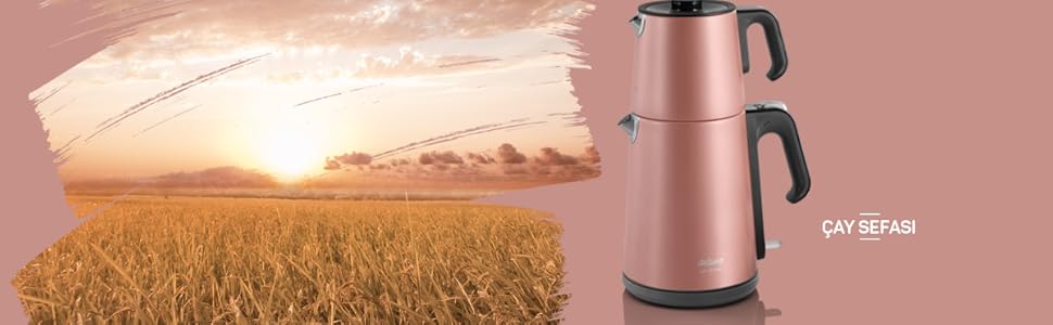 Електричний чайник Arzum Ehlikeyf - турецький чайник, 2200W, 3.5л, 1.2л, нержавіюча сталь, регулювання температури, захист від сухого кип'яття