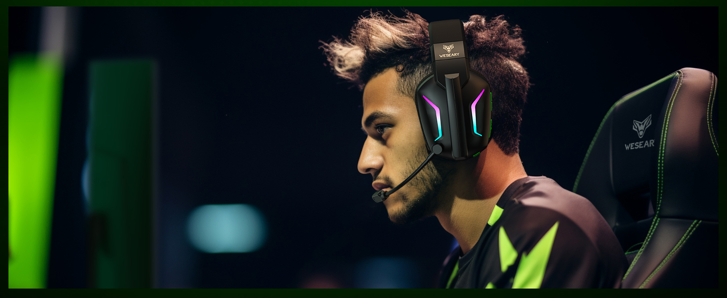 WG1 Bluetooth навушники для ігор: бездротові, з мікрофоном, для PS5, PS4, PC, Switch, Mac, LED-підсвітка, 50 годин роботи, Satinweiß