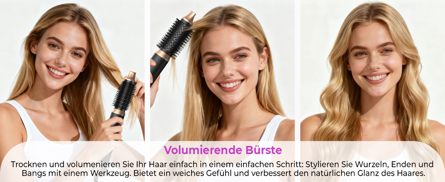 UMIGA Hairstyler 5-в-1: Фен-щітка, стайлер для волосся, випрямляч, плойка, насадки для укладки. Чорний колір